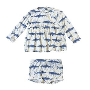 Kate Quinn Outfit Baby Girls 2 Piece Bamboo Sharks Beach Bloomers Fish Ocean